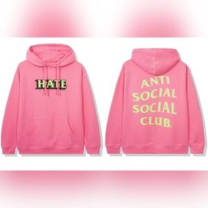 Anti Social Social Club Hate Samsies Pink Logo Hoodie Men's Size XXL Brand New